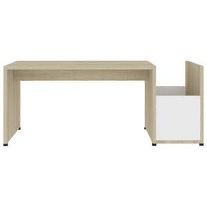 Tavolino Bianco e Rovere Sonoma 90x45x35 cm Legno Multistrato 802926
