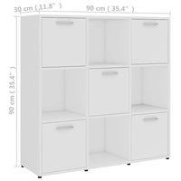 Libreria Bianca 90x30x90 cm in Legno Multistrato 802930