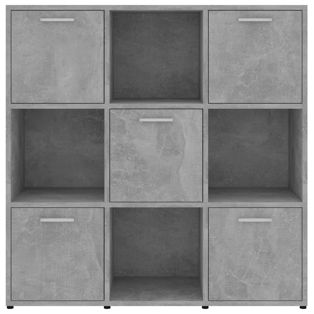 Libreria-Scaffale per Libri-Mobile di Stoccaggio Grigio Cemento 90x30x90 cm in Legno Multistrato