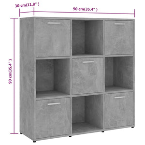 Libreria Grigio Cemento 90x30x90 cm in Legno Multistrato 802934