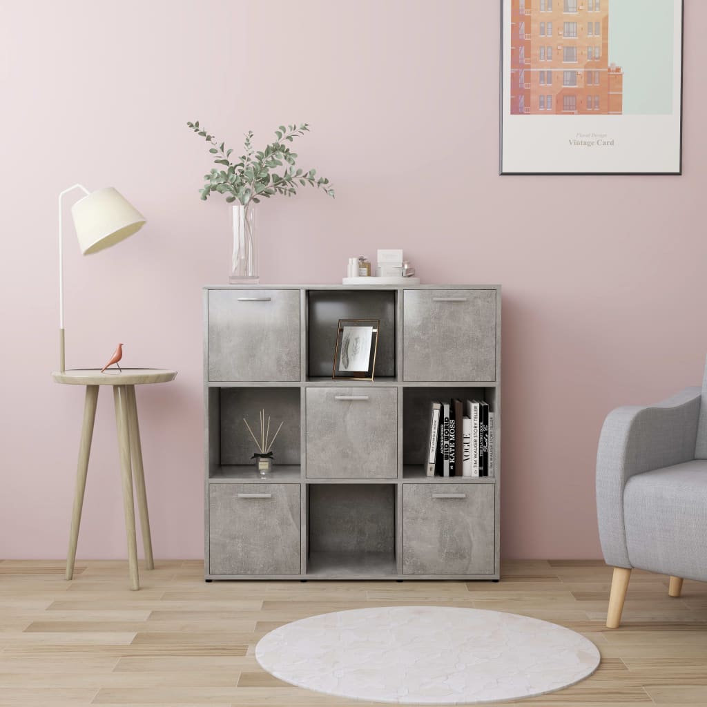 Libreria Grigio Cemento 90x30x90 cm in Legno Multistrato 802934