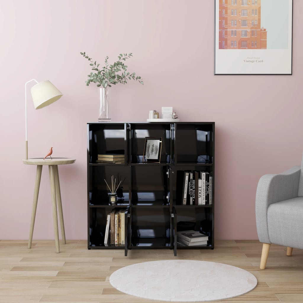 Libreria Nero Lucido 90x30x90 cm in Truciolato cod mxl 24809