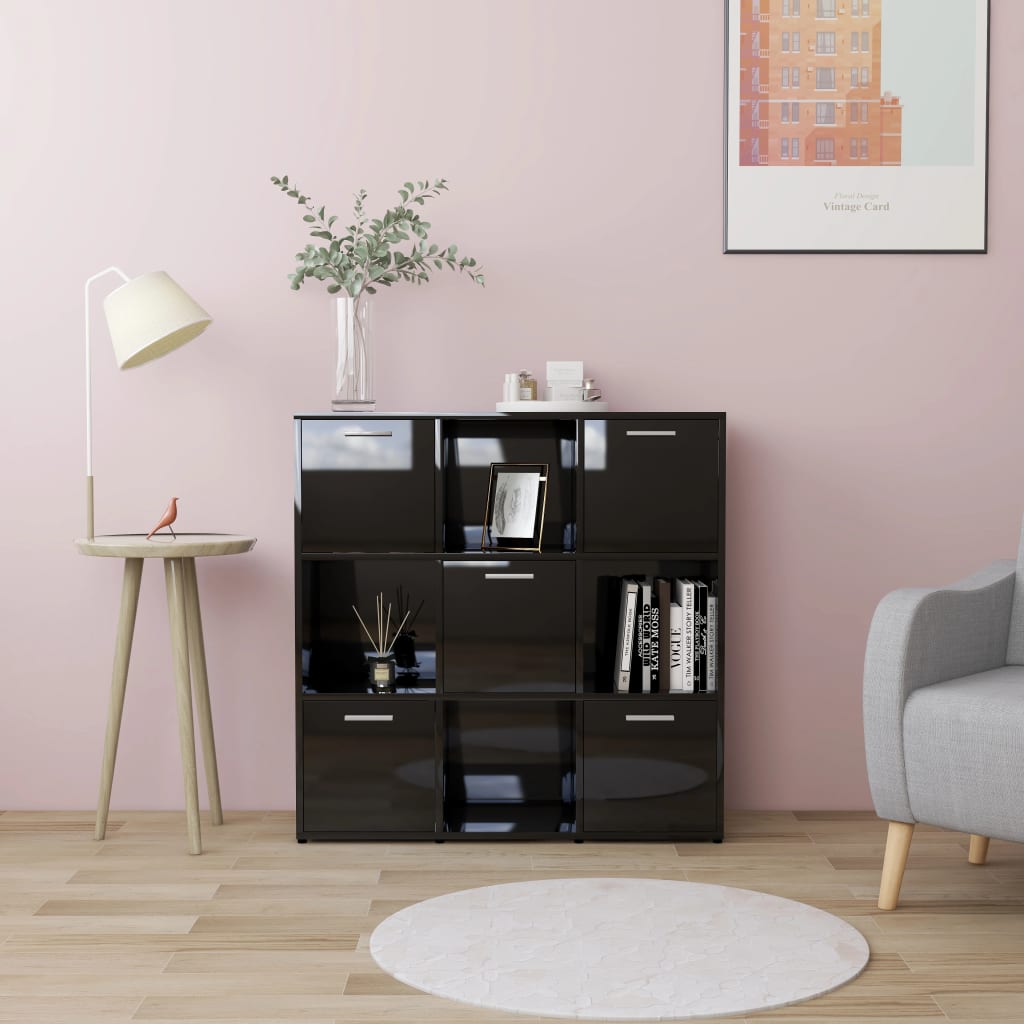 Libreria Nero Lucido 90x30x90 cm in Truciolato cod mxl 24809