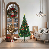 Albero di Natale Preilluminato con Palline-Albero Natalizio-Decorazioni natalizie Verde 180 cm