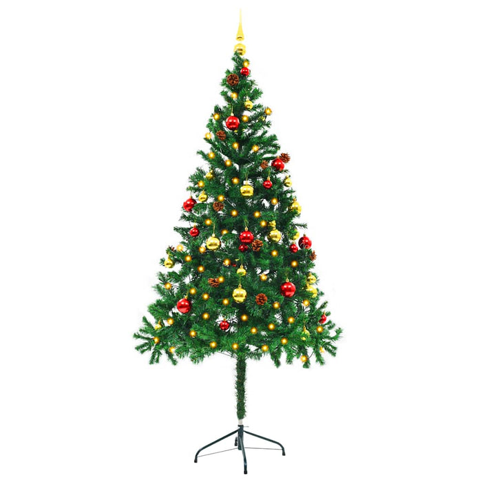 Albero di Natale Preilluminato con Palline Verde 180 cm 321500