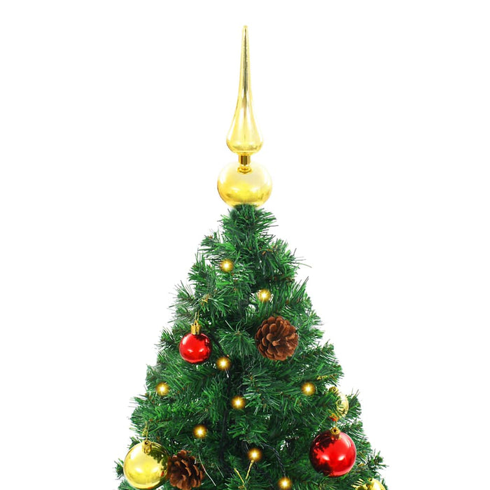 Albero di Natale Artificiale con Palline e LED 210 cm Verde