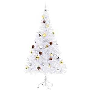 Albero di Natale Preilluminato con Palline Bianco 150 cm 321502