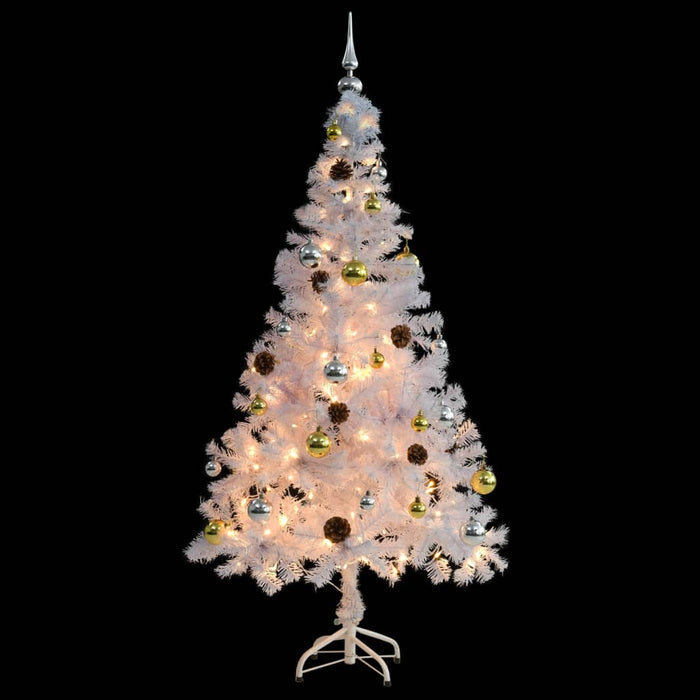 Albero di Natale Preilluminato con Palline Bianco 150 cm 321502