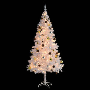 Albero di Natale Preilluminato con Palline Bianco 180 cm 321503