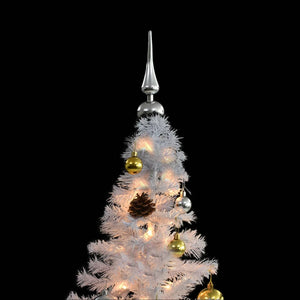 Albero di Natale Preilluminato con Palline-Albero Natalizio-Decorazioni natalizie Bianco 180 cm