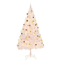 Albero di Natale Preilluminato con Palline Bianco 210 cm 321504