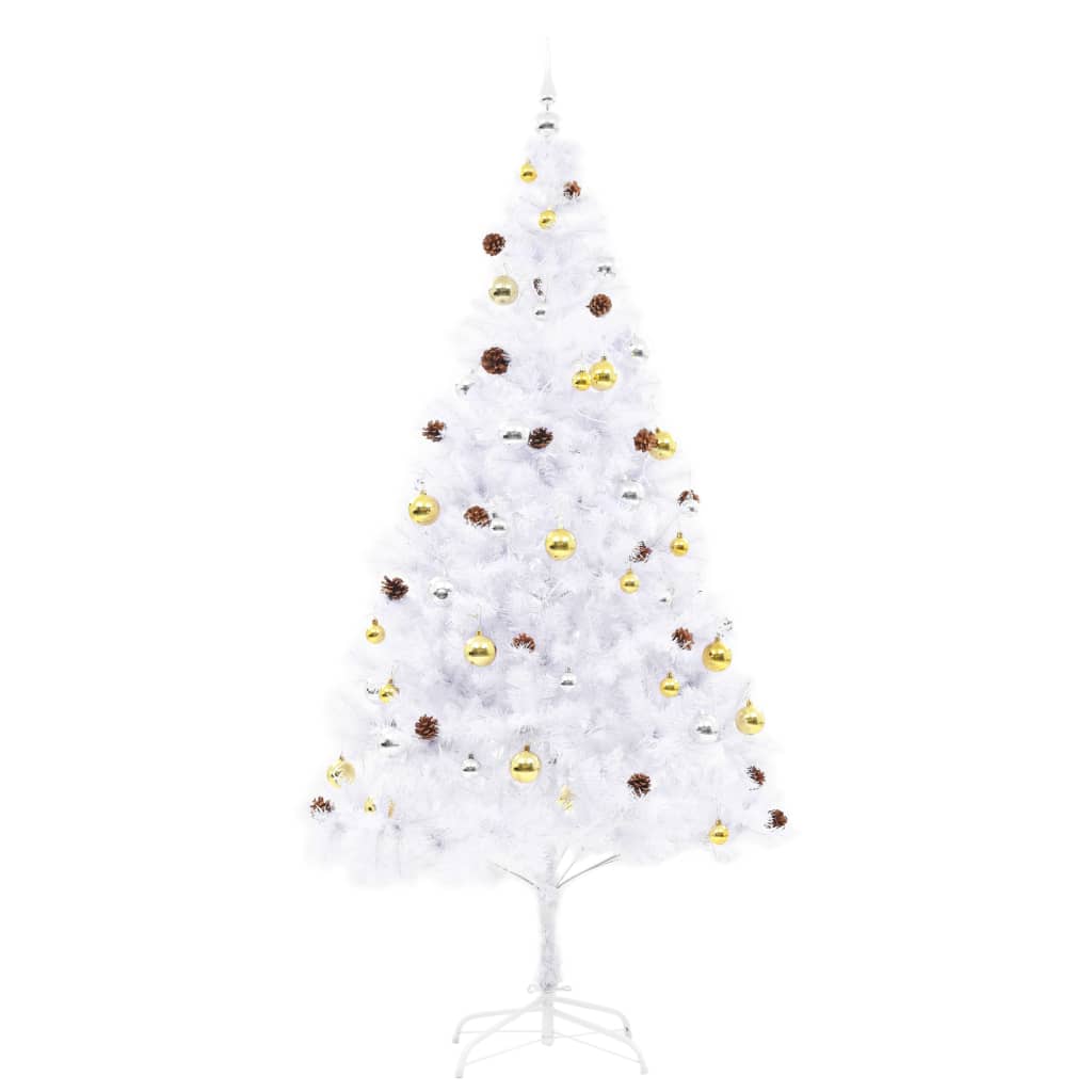 Albero di Natale Preilluminato con Palline Bianco 210 cm 321504