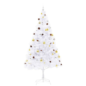 Albero di Natale Preilluminato con Palline Bianco 210 cm 321504