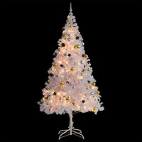 Albero di Natale Preilluminato con Palline Bianco 210 cm 321504