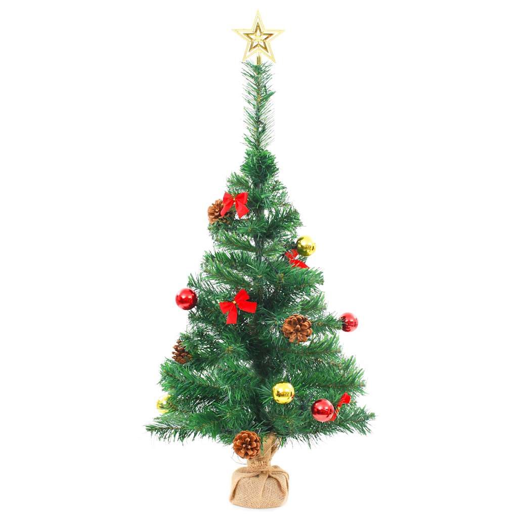 Albero di Natale Preilluminato con Palline Verde 64 cm 321505