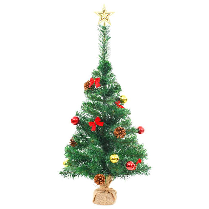 Albero di Natale Artificiale con Palline e LED 64 cm Verde cod mxl 19710