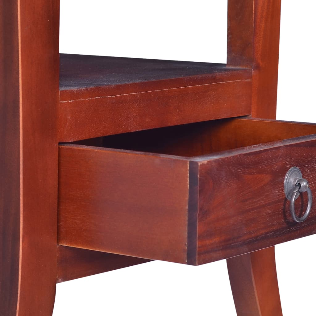 Comodino Classico Marrone in Legno Massello di Mogano 288862