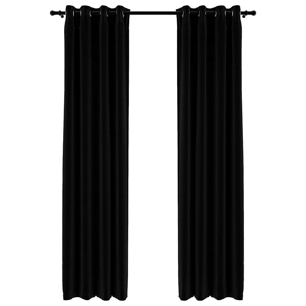 Tende Oscuranti Effetto Lino con Occhielli 2pz 140x225cm Nerecod mxl 129388