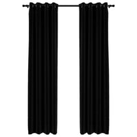 Tende Oscuranti Effetto Lino con Occhielli 2pz 140x225cm Nerecod mxl 129388