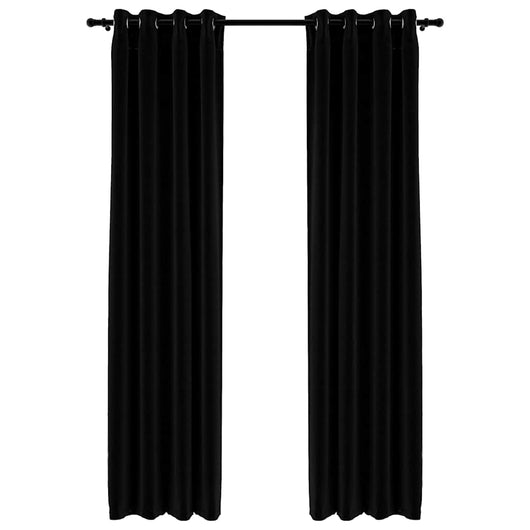 Tende Oscuranti Effetto Lino con Occhielli 2pz 140x225cm Nerecod mxl 129388