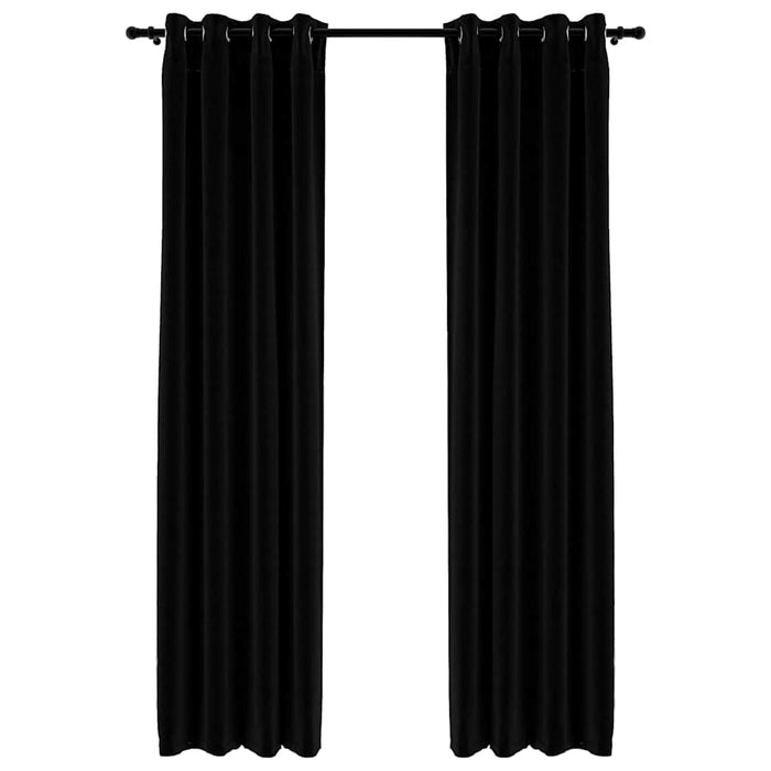 Tende Oscuranti Effetto Lino con Occhielli 2pz 140x225cm Nerecod mxl 129388