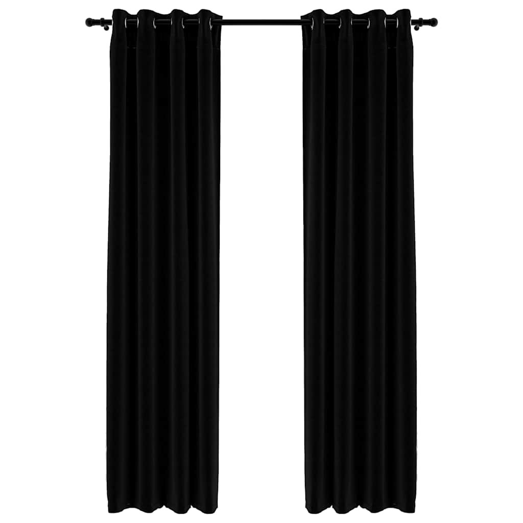 Tende Oscuranti Effetto Lino con Occhielli 2pz 140x245cm Nere cod mxl 67373