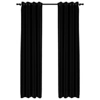 Tende Oscuranti Effetto Lino con Occhielli 2pz 140x245cm Nere cod mxl 67373