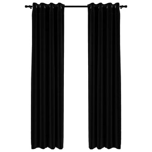 Tende Oscuranti Effetto Lino con Occhielli 2pz 140x245cm Nere cod mxl 67373