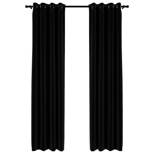 Tende Oscuranti Effetto Lino con Occhielli 2pz 140x245cm Nere cod mxl 67373