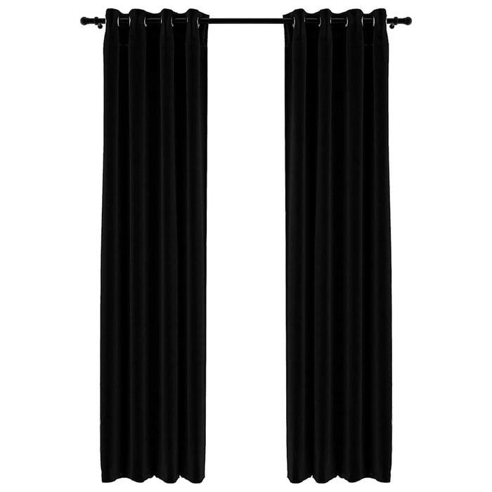 Tende Oscuranti Effetto Lino con Occhielli 2pz 140x245cm Nere cod mxl 67373