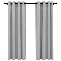 Tende Oscuranti Effetto Lino con Occhielli 2pz 140x175cm Grigio cod mxl 74809
