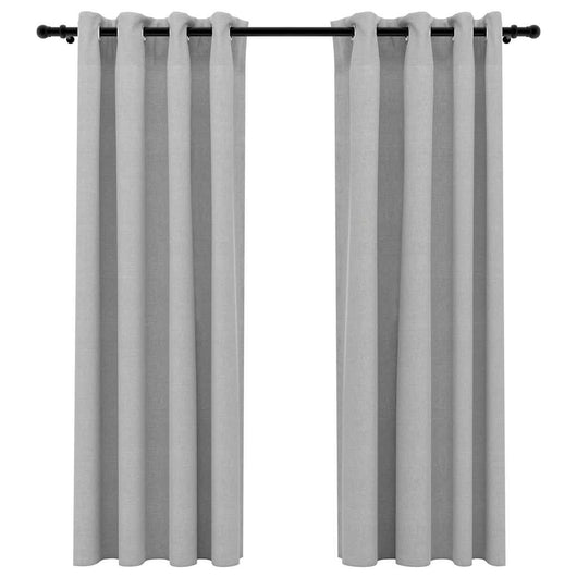 Tende Oscuranti Effetto Lino con Occhielli 2pz 140x175cm Grigio cod mxl 74809