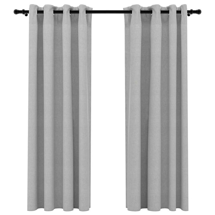 Tende Oscuranti Effetto Lino con Occhielli 2pz 140x175cm Grigio cod mxl 74809