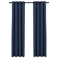 Tende Oscuranti Effetto Lino con Occhielli 2 pz Blu 140x245 cm cod mxl 69288