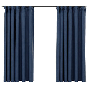Tende Oscuranti con Ganci Effetto Lino 2 pz Blu 140x175 cm cod mxl 58229