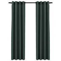 Tende Oscuranti Effetto Lino con Occhielli 2 pz Verdi 140x225cm cod mxl 69388