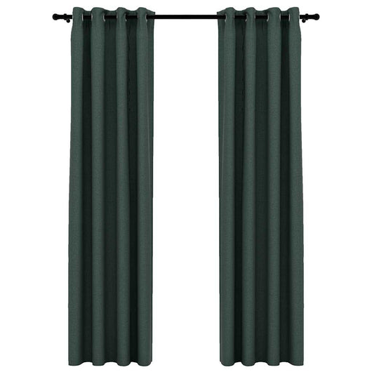 Tende Oscuranti Effetto Lino con Occhielli 2 pz Verdi 140x225cm cod mxl 69388