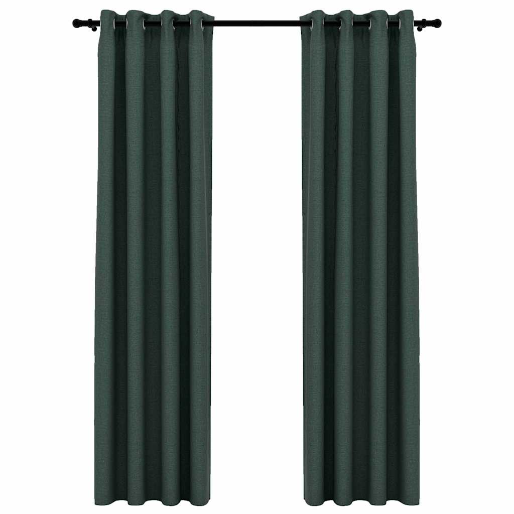 Tende Oscuranti Effetto Lino con Occhielli 2 pz Verdi 140x245cm cod mxl 69007