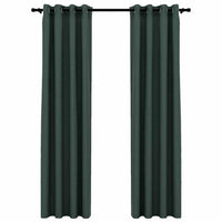 Tende Oscuranti Effetto Lino con Occhielli 2 pz Verdi 140x245cm cod mxl 69007