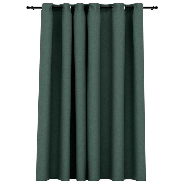 Tenda Oscurante Effetto Lino con Occhielli Verde 290x245 cm 321187