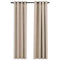 Tende Oscuranti Effetto Lino con Occhielli 2 pz Beige 140x225cm cod mxl 76026