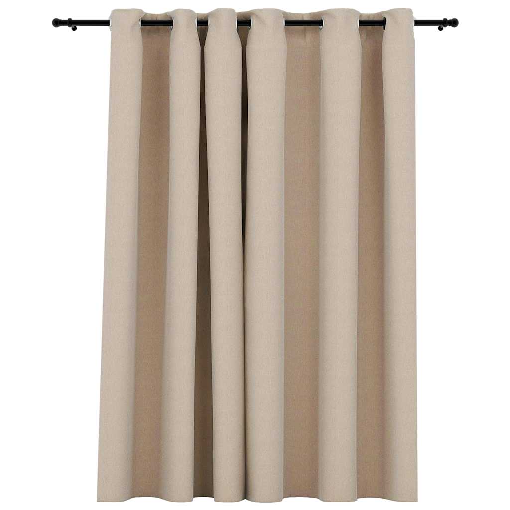Tenda Oscurante Effetto Lino con Occhielli Beige 290x245cm cod mxl 65754
