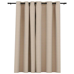 Tenda Oscurante Effetto Lino con Occhielli Beige 290x245cm cod mxl 65754