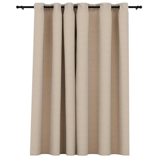 Tenda Oscurante Effetto Lino con Occhielli Beige 290x245cm cod mxl 65754