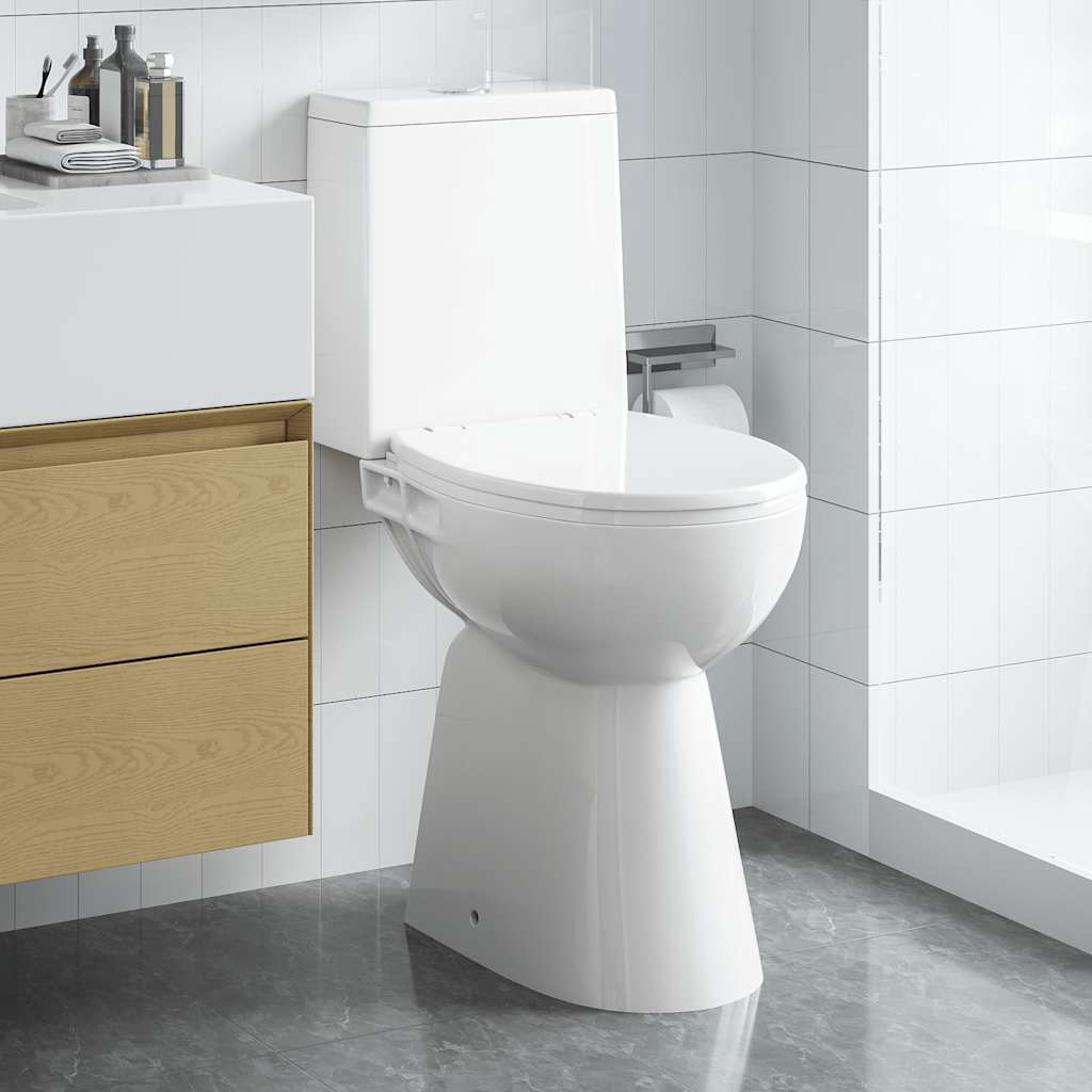 WC Senza Brida 7 cm Altezza Extra Chiusura Rallentata Ceramica Bianca 145779