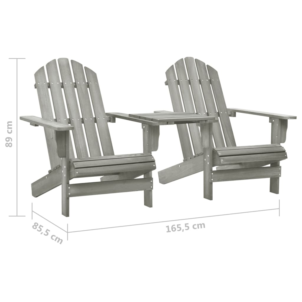 Sedie da Giardino Adirondack con Tavolino-Mobili da giardino  in Legno Abete Grigio