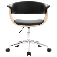 Sedia da Ufficio Girevole Nera in Legno Piegato e Similpelle 3054833