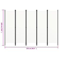 Paravento a 5 Pannelli Bianco 250x180 cm 320723