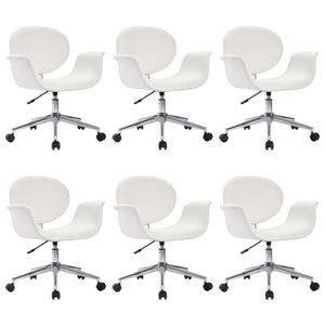 Sedie da Pranzo Girevoli 6 pz Bianche in Similpelle cod mxl 29252