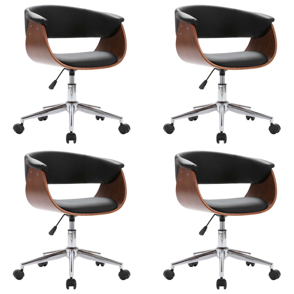 vidaXL Sedie da Pranzo Girevoli 4 pz Nere in Similpelle